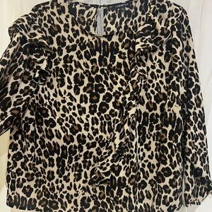 Lane Bryant Animal Print Ruffle Blouse